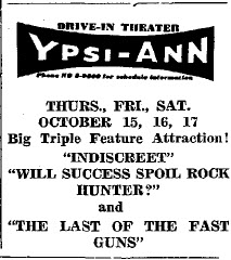Ypsi-Ann Drive-In Theatre - 14 October 1959